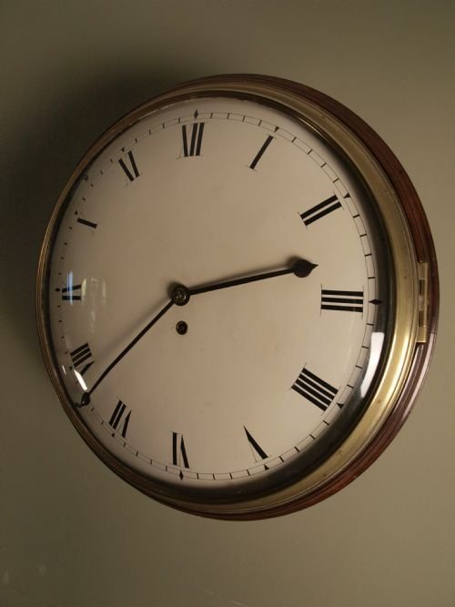 Georgian Mahogany English Fusee 14" Dial Clock