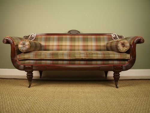 Georgian Mahogany Scroll End Sofa