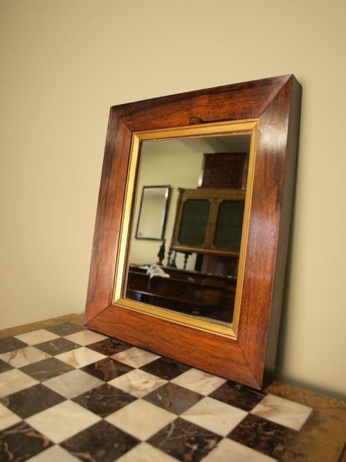 A Small Victorian Rosewood Mirror