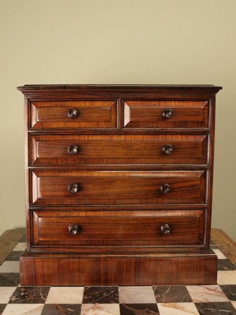 A Victorian Rosewood Miniature Chest