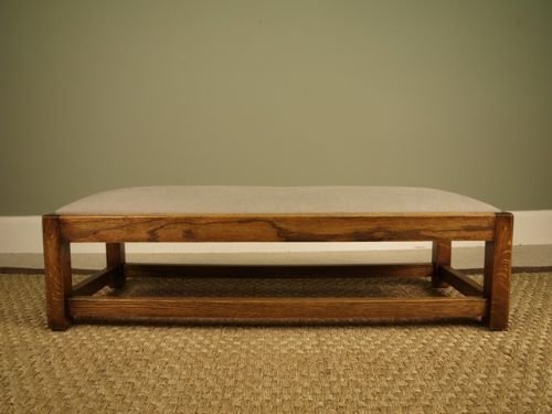 A Small Oak Upholstered Stool