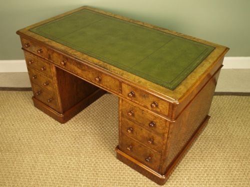 fig 1. Victorian Figured Walnut Pedestal Desk