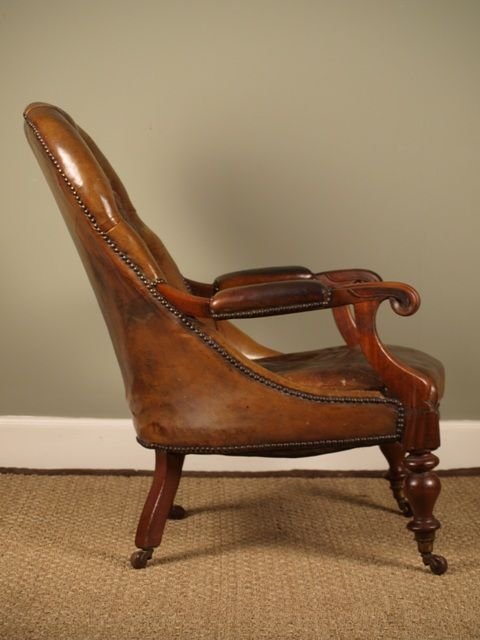fig 1. A Mid Victorian Leather Library Chair