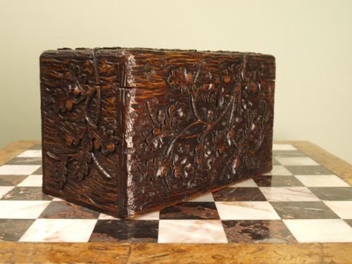 Small Carved Oak Tea Caddy