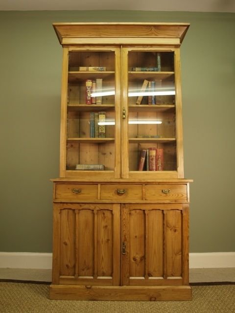 fig 1. A Small Victorian Pale Pine Bookcase/Cabinet