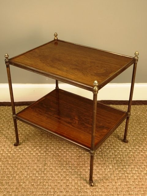 2 Tier Rosewood & Lacquered Brass Etagere