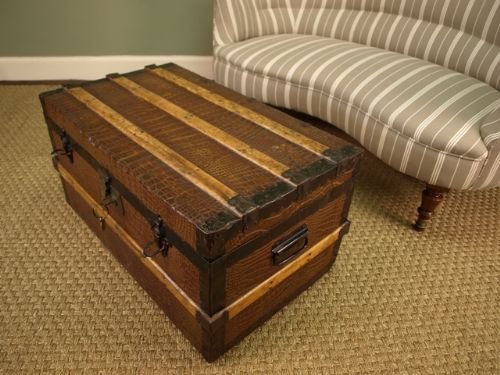 fig 1. Early 19th C Wood Bound Travelling Trunk