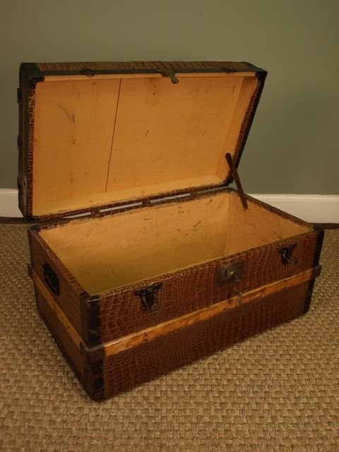 fig 3. Early 19th C Wood Bound Travelling Trunk