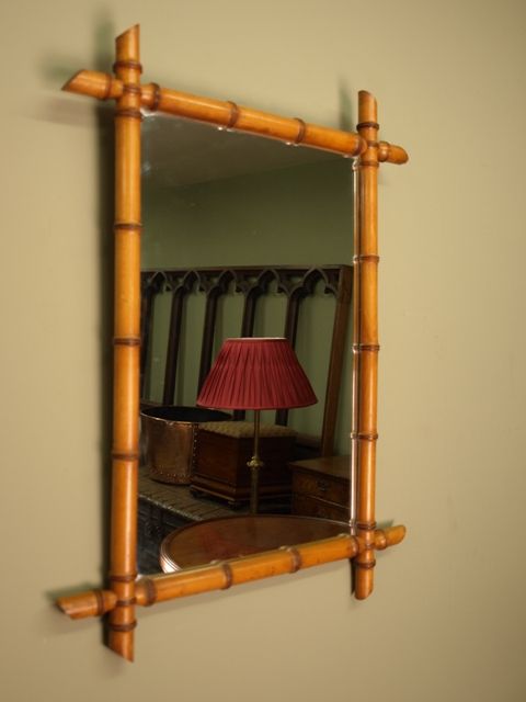 19th C Bamboo Wall Mirror
