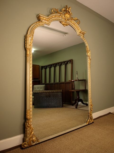 A Large Victorian Gilt and Painted Wall Mirror