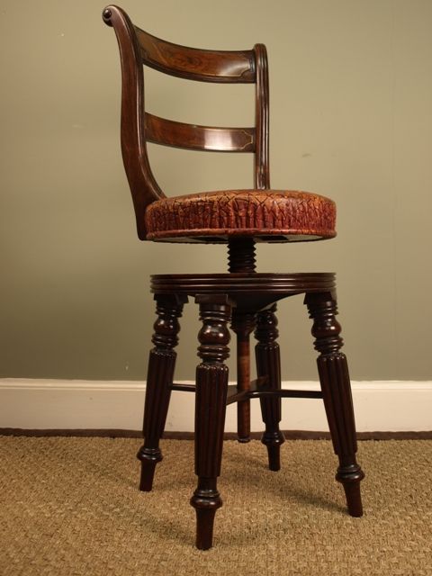 A Superb George IV Rosewood Harp Musical Stool