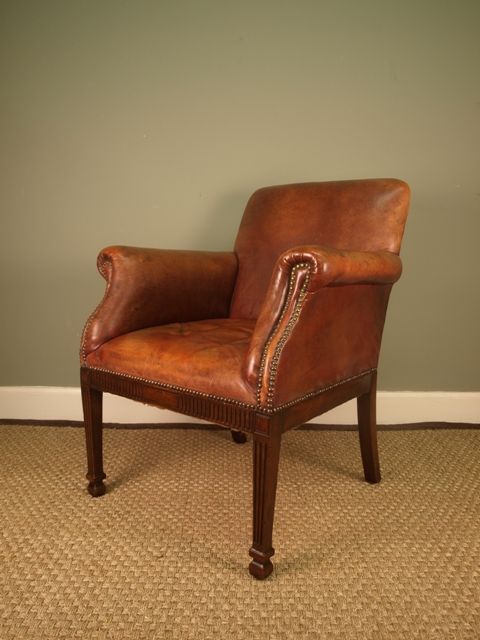 A Leather Edwardain Library Club Chair