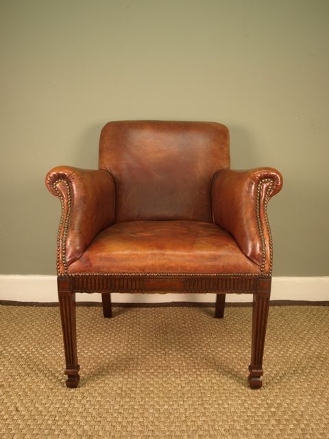 fig 1. A Leather Edwardain Library Club Chair