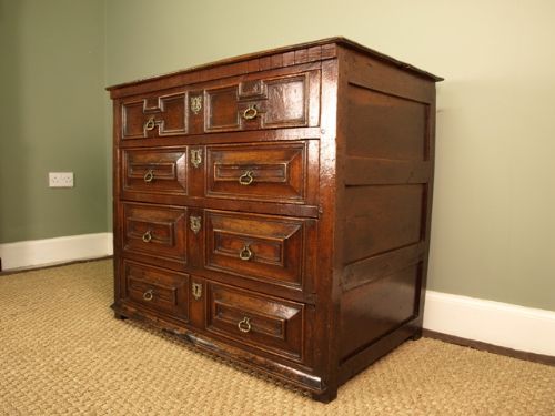 fig 1. A Charles II Oak Chest of Drawers - Circa 1677