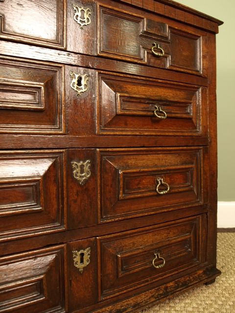 fig 2. A Charles II Oak Chest of Drawers - Circa 1677