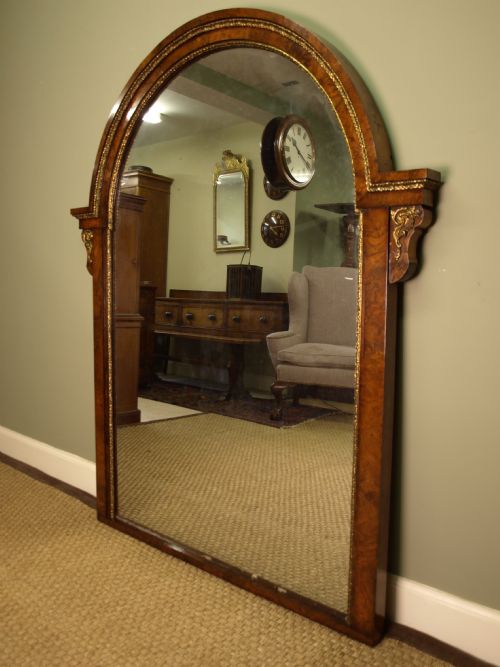 A Victorian Burr Walnut & Ormalu Overmantel Mirror
