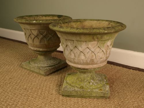 Pair of Reconstituted Stone Planters Urns