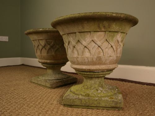 fig 1. Pair of Reconstituted Stone Planters Urns