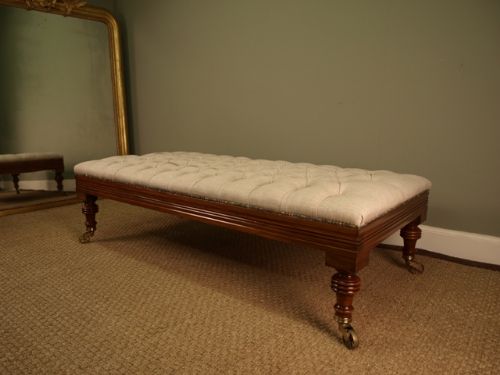 A Victorian Walnut Upholstered Stool
