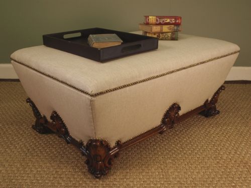 Superb Large Victorian Rosewood Upholstered Ottoman