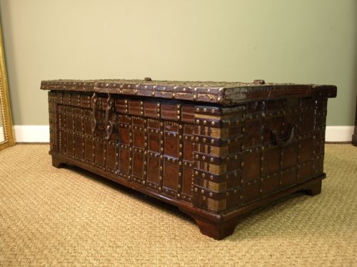 19thc Rajasthan Teak & Iron Banded Trunk