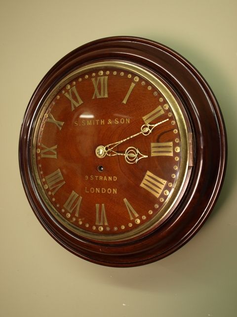 Smith & Son of London Mahogany Wooden Dial Clock