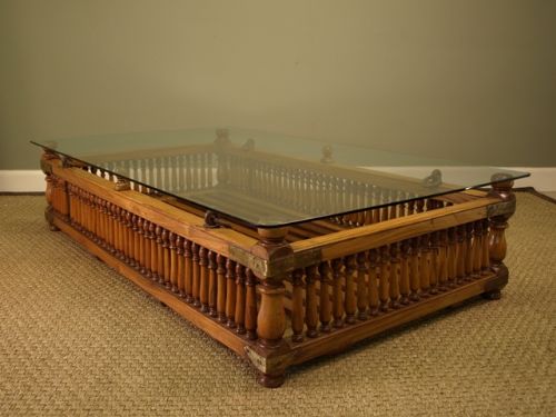 A Large Indian Satinwood Palanquin/converted to Coffee Table