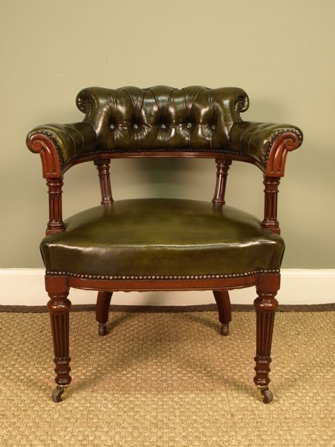 A Gillows Leathered Walnut Office Chair