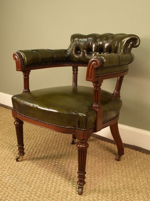 fig 1. A Gillows Leathered Walnut Office Chair