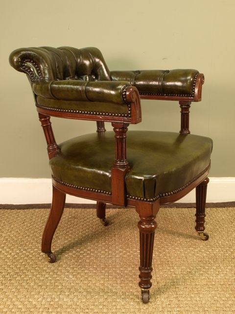 fig 2. A Gillows Leathered Walnut Office Chair