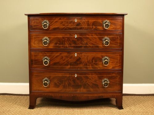 Regency Inlaid Mahogany Bow Front Chest of Drawers