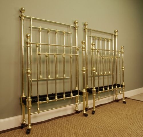 fig 1. A Rare Pair of Hoskins & Sewell Victorian Brass Beds