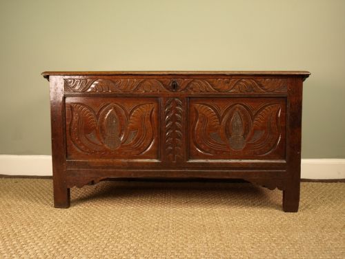 17th C. Carved Oak Coffer