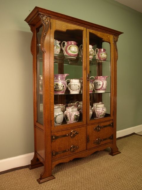 fig 1. Art Nouveau Oak Glazed Cabinet