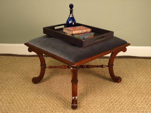 A Victorian Upholstered Rosewood Stool