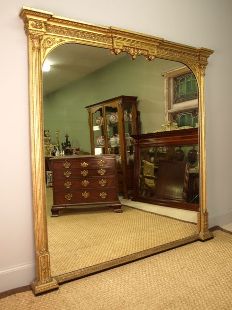 A Large Giltwood Overmantle Mirror