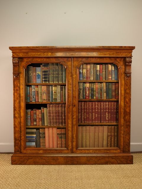A Superb Burr Walnut Glazed Bookcase