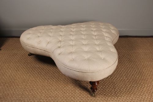 19th Century Upholstered Clover Leaf Stool