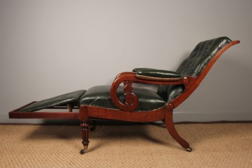 George IV Leather Reclining Library Chair