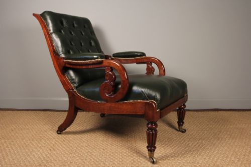 fig 1. George IV Leather Reclining Library Chair