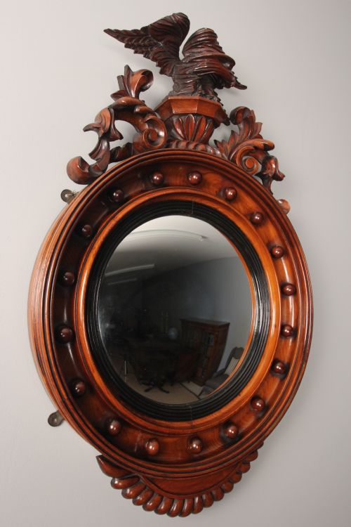 A Victorian High Quality Walnut Convex Mirror