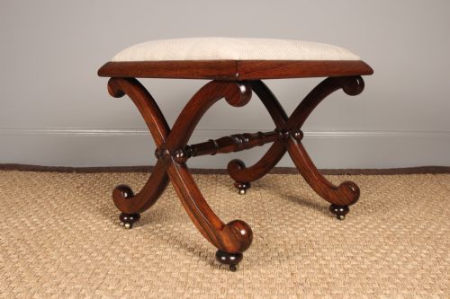 A William IV Rosewood X Frame Stool