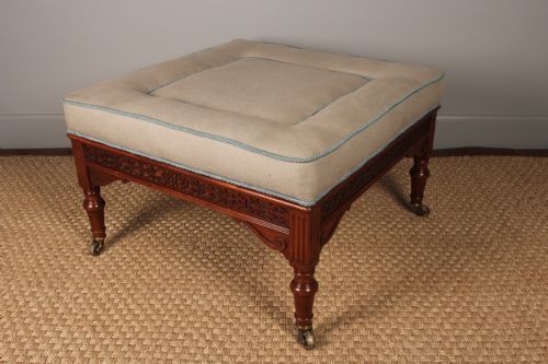 fig 1. A Low Square Victorian Upholstered Stool