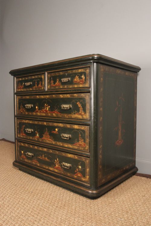 fig 1. Stunning 19th Century Japanned Chest Of Drawers
