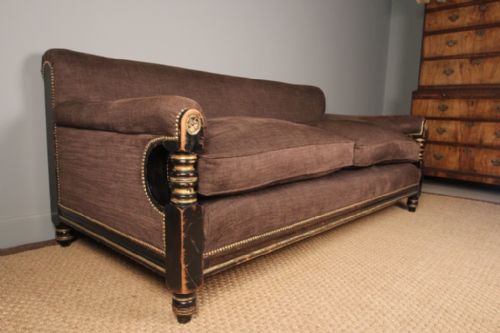 19th Century Ebonised and Gilded Deep Large Sofa
