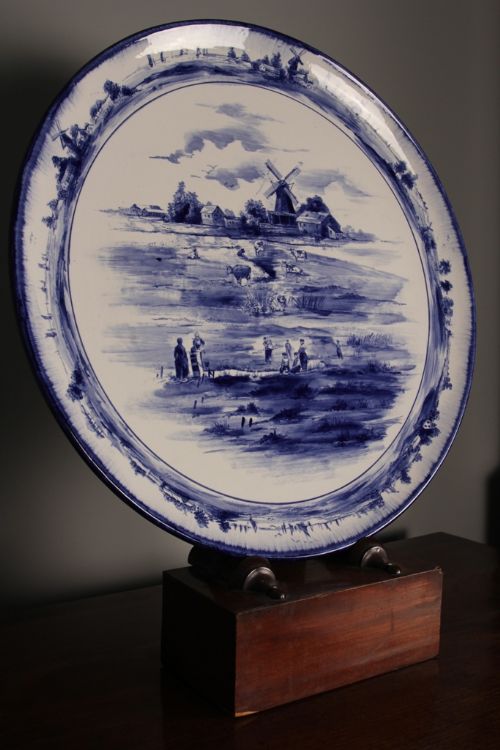 Large Stunning Blue & White Charger - Doulton Burslem, Norfolk Pattern