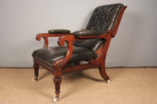 fig 1. Superb William IV Leather Library Reclining Chair