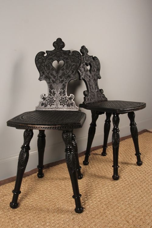 fig 1. A Pair of 19th Century Colonial Hall Chairs