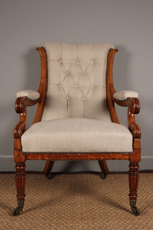 fig 1. A Stunning George IV Oak Library Chair
