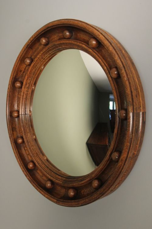 Oak Convex Butlers Mirror